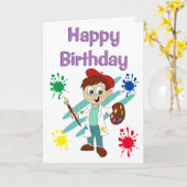 Happy Birthday Artist Kaart (Gele Bloem)