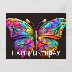 Happy Birthday Artistic Butterfly Design Briefkaart