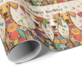 Happy Birthday! Artsy Puppy Design, Cadeaupapier (Rol Hoek)