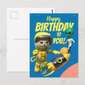Happy Birthday Astronaut en Alien Fun briefkaart (Voorkant / Achterkant)