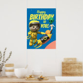 Happy Birthday Astronaut en Alien Fun Poster (Keuken)