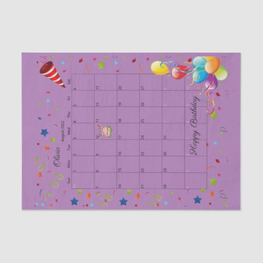 Happy Birthday August 2022 Weefselpapier Tissuepapier (Voorkant)