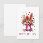 Happy Birthday Australian Flower Bucket Kaart (Voorkant / Achterkant)