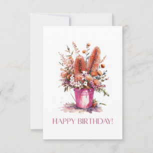 Happy Birthday Australian Flower Bucket Kaart