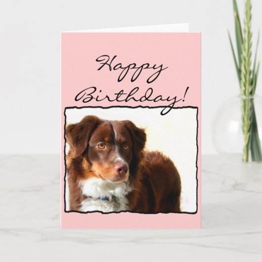 Happy Birthday Australian Shepherd greeting card Kaart (Voorkant)