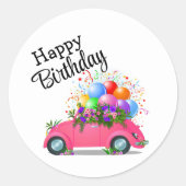 Happy Birthday-auto Ronde Sticker (Voorkant)