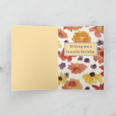 Happy Birthday Autumn Flowers Waterverf Kaart (Binnen)