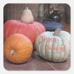 Happy Birthday Autumn Theme Vierkante Sticker