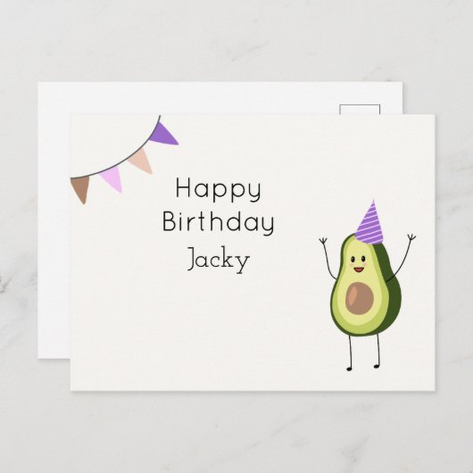 Happy Birthday Avocado Kaart (Voorkant / Achterkant)