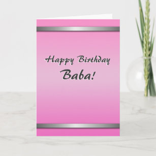 Happy Birthday Baba-kaart (eenvoudig, blanco binne Kaart