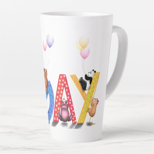 Happy Birthday - Baby Beren Party Celebration  Latte Mok (Rechterhoek)