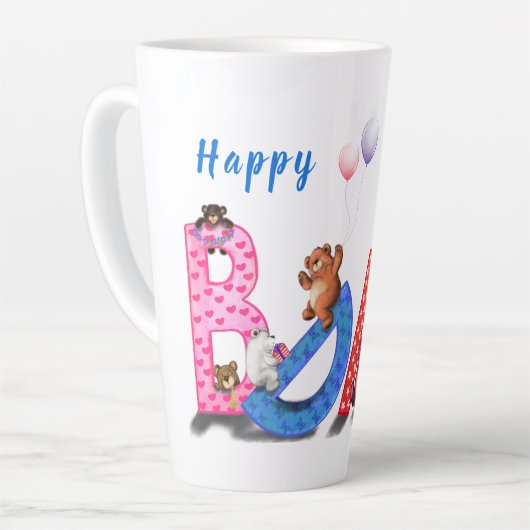 Happy Birthday - Baby Beren Party Celebration  Latte Mok (Linkerhoek)