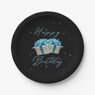 Happy Birthday Baby Blauw Papier Borden Papieren Bordje