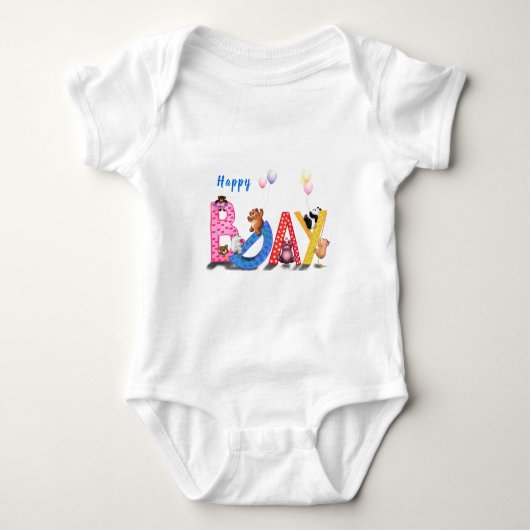 Happy Birthday Baby Bodysuit Baby Partij (Voorkant)