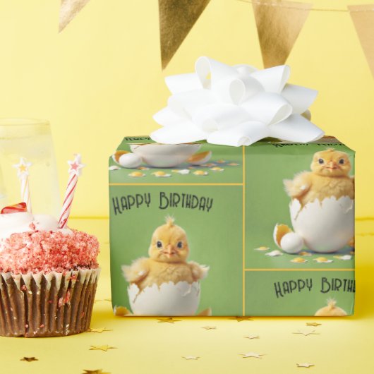 Happy Birthday Baby Chick Cadeaupapier (Verjaardagsfeest)
