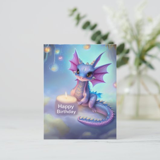 Happy Birthday Baby Dragon Briefkaart (Staand voorkant)