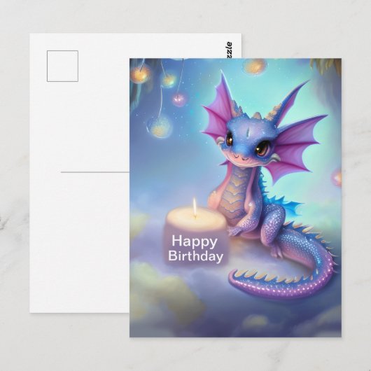 Happy Birthday Baby Dragon Briefkaart (Voorkant / Achterkant)