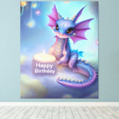 Happy Birthday Baby Dragon Canvas Afdruk (Insitu (Houten vloer))