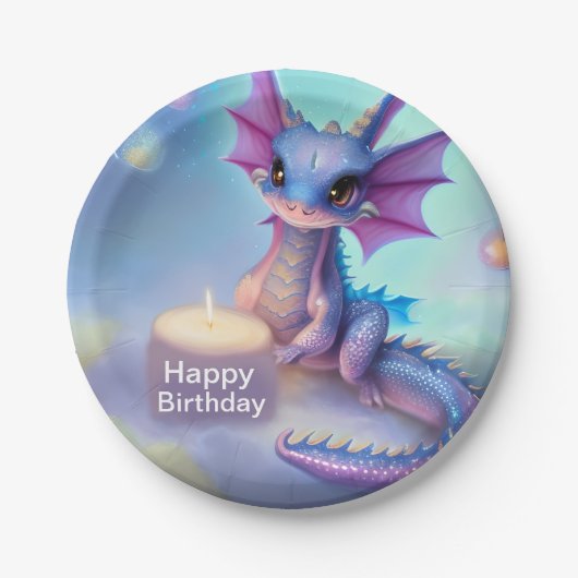 Happy Birthday Baby Dragon Papieren Bordje (Voorkant)