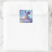 Happy Birthday Baby Dragon Vierkante Sticker (Tas)