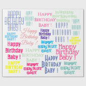 Happy Birthday Baby Gepersonaliseerde naam en kleu Cadeaupapier (Vlak)