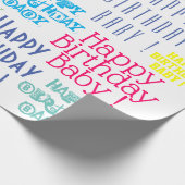 Happy Birthday Baby Gepersonaliseerde naam en kleu Cadeaupapier (Hoek)