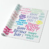 Happy Birthday Baby Gepersonaliseerde naam en kleu Cadeaupapier (Uitgerold)