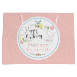 Happy Birthday Baby Giraffe Bloemen Kalf Custom Groot Cadeauzakje
