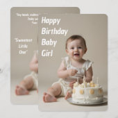 Happy Birthday Baby Girl - Downloadable Kaart (Voorkant / Achterkant)