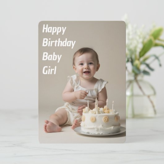 Happy Birthday Baby Girl - Downloadable Kaart (Staand voorkant)