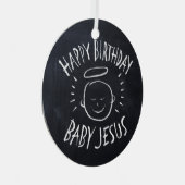 Happy Birthday Baby Jesus Chalkboard kerstbord Metalen Ornament (Voorkant Rechts)