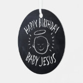 Happy Birthday Baby Jesus Chalkboard kerstbord Metalen Ornament (Voorkant links)