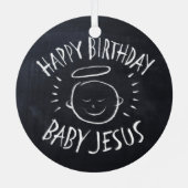 Happy Birthday Baby Jesus Chalkboard kerstbord Metalen Ornament (Achterkant)