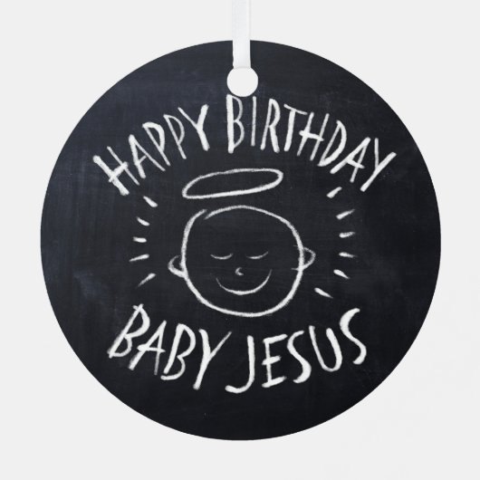 Happy Birthday Baby Jesus Chalkboard kerstbord Metalen Ornament (Achterkant)