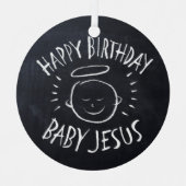 Happy Birthday Baby Jesus Chalkboard kerstbord Metalen Ornament (Voorkant)