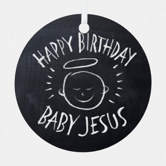 Happy Birthday Baby Jesus Chalkboard kerstbord Metalen Ornament (Voorkant)
