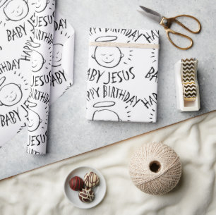 Happy Birthday Baby Jesus - Christmas Black Chalk Cadeaupapier