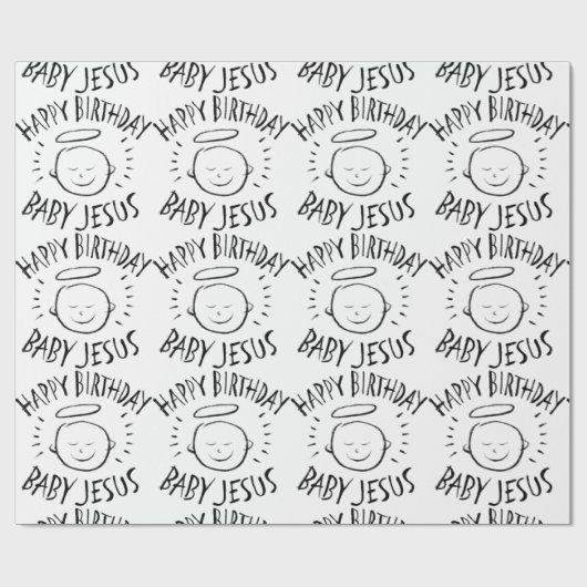 Happy Birthday Baby Jesus - Christmas Black Chalk Cadeaupapier (Vlak)