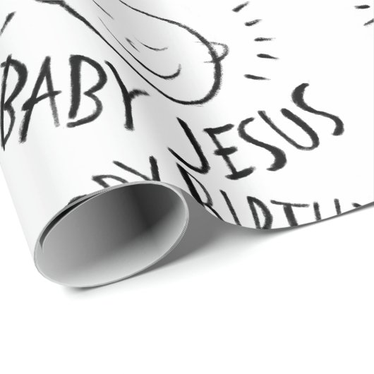 Happy Birthday Baby Jesus - Christmas Black Chalk Cadeaupapier (Rol Hoek)