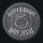 Happy Birthday Baby Jesus Christmas Chalkboard Papieren Bordje<br><div class="desc">Modieuze en leuke krijtbordlook. Soms is het leuk om te onthouden waar Kerstmis voor gevierd wordt. Deel de geest van je geloof met anderen. Dit bord heeft de 'echte' krijtbordachtergrond, maar er zijn variaties en dit afbeelding staat ook op veel andere items - van kaarten tot t-shirts, kijk maar in...</div>