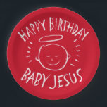 Happy Birthday Baby Jesus Christmas Chalkboard Roo Papieren Bordje<br><div class="desc">Modieuze en leuke krijtbordlook. Soms is het leuk om te onthouden waar Kerstmis voor gevierd wordt. Deel de geest van je geloof met anderen. Dit bord wordt ook geleverd met een 'echte' krijtbordachtergrond en is ook te vinden op veel andere items - van kaarten tot t-shirts, kijk gewoon in mijn...</div>