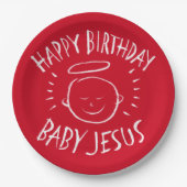 Happy Birthday Baby Jesus Christmas Chalkboard Roo Papieren Bordje (Voorkant)