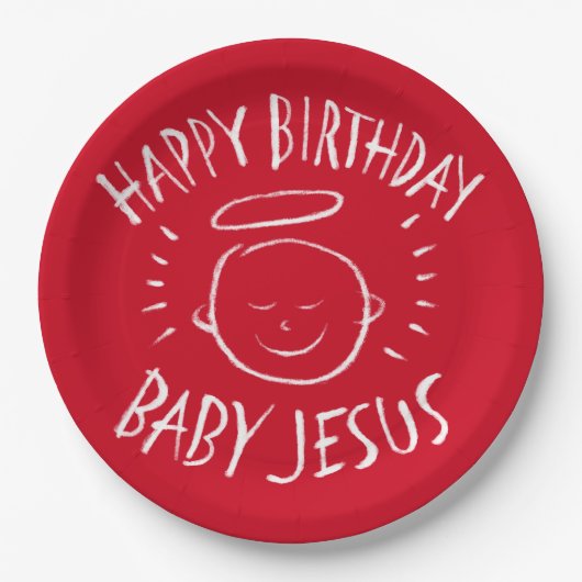 Happy Birthday Baby Jesus Christmas Chalkboard Roo Papieren Bordje (Voorkant)