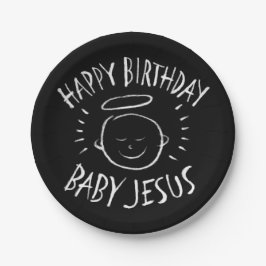 Happy Birthday Baby Jesus - kerstkarton Papieren Bordje