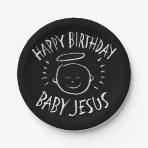 Happy Birthday Baby Jesus - kerstkarton Papieren Bordje