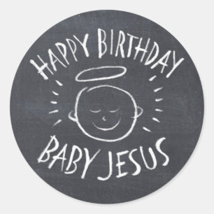 Happy Birthday Baby Jesus - kerstkarton Ronde Sticker