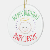 Happy Birthday Baby Jesus - Religieuze Kerstmis Keramisch Ornament (Links)