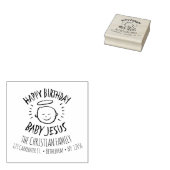 Happy Birthday Baby Jesus - Religieuze Kerstmis Rubberstempel (Gestempeld)