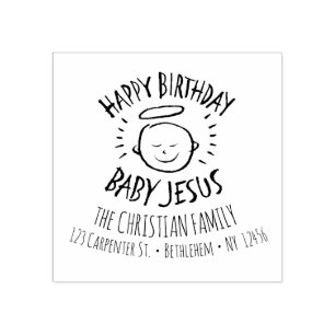 Happy Birthday Baby Jesus - Religieuze Kerstmis Rubberstempel