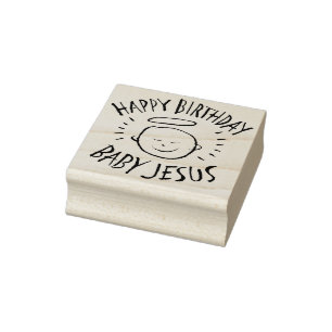 Happy Birthday Baby Jesus - Religieuze Kerstmis Rubberstempel